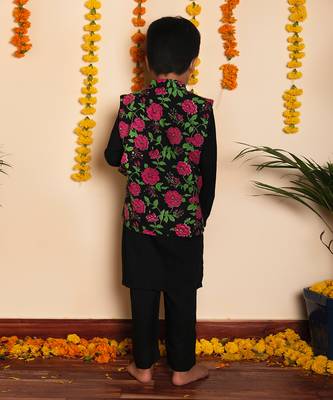 Bachpan gulmohar hand block kurta jacket set 3