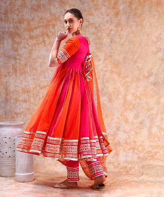 Dil kash orange pink double shade anarkali 5