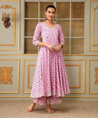 Saadgi blue paisley pink anarkali set 2