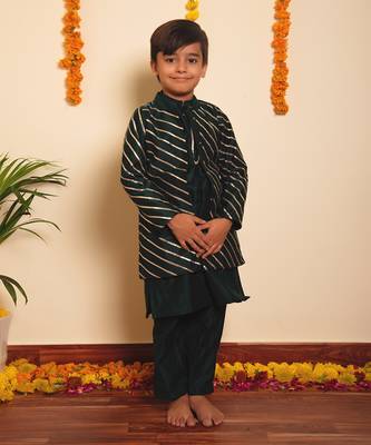 Bachpan mimosa green kurta jacket set 1