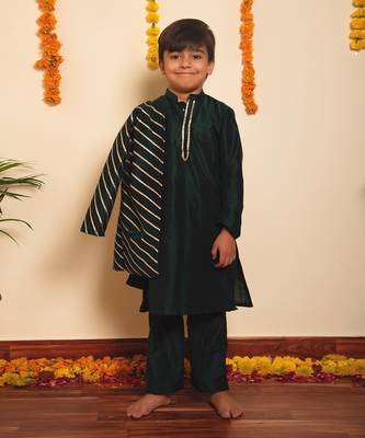 Bachpan mimosa green kurta jacket set 2