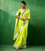 Adaa bright green organza saree