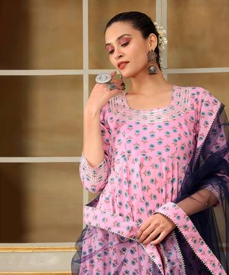 Saadgi blue paisley pink anarkali set 4