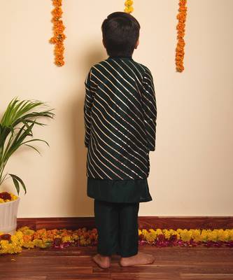 Bachpan mimosa green kurta jacket set 4