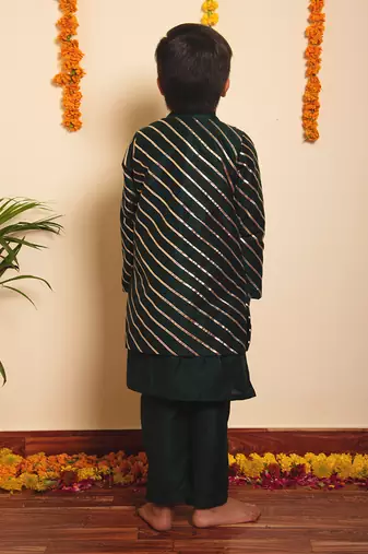 Bachpan mimosa green kurta jacket set