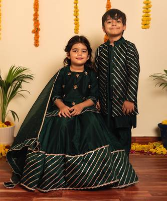 Bachpan mimosa green kurta jacket set 5