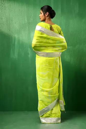 Adaa bright green organza saree
