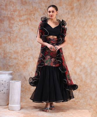 Dil Kash Black Lehenga Shrug Set 1