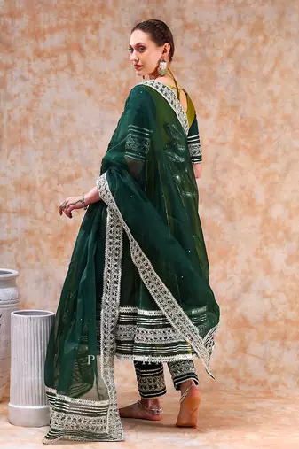 Dil kash green double shade anarkali set