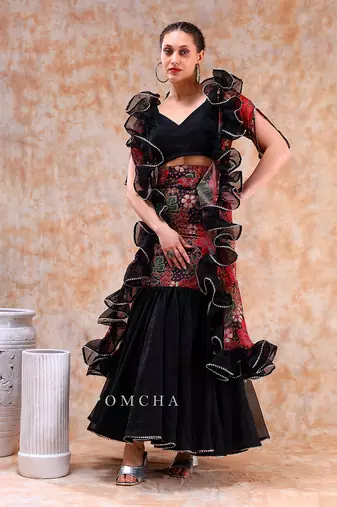 Dil Kash Black Lehenga Shrug Set