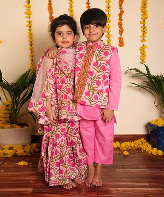 Bachpan gulbhar kurta jacket set 5