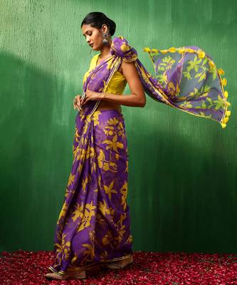 Adaa violet organza saree 3