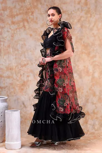 Dil Kash Black Lehenga Shrug Set