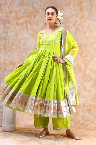 Dil kash bright green anarkali