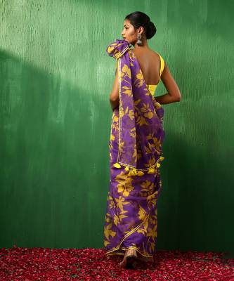 Adaa violet organza saree 4