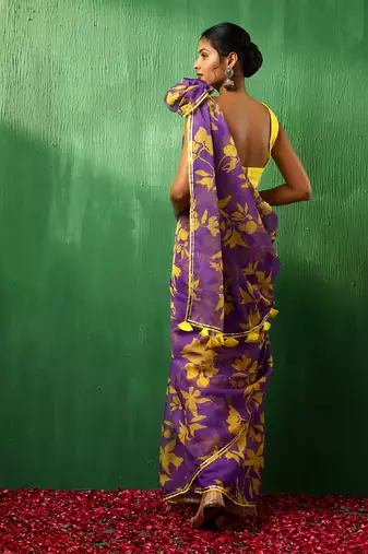 Adaa violet organza saree