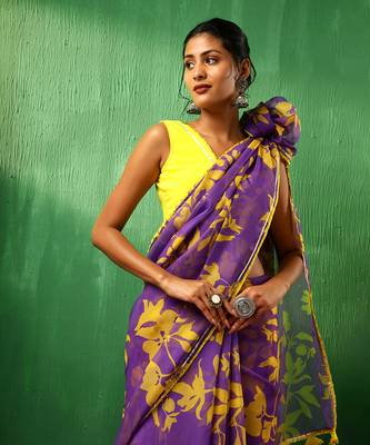 Adaa violet organza saree 5