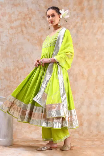 Dil kash bright green anarkali