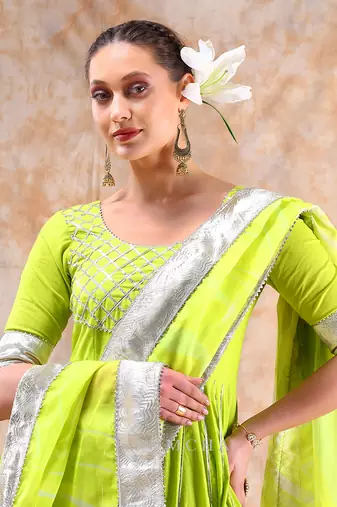 Dil kash bright green anarkali