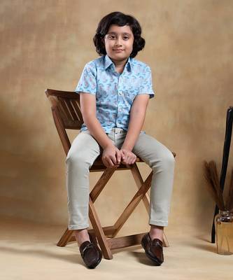Bachpan vistaar blue cotton hand block shirt 2