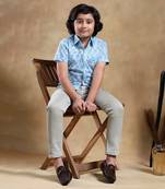 Bachpan vistaar blue cotton hand block shirt