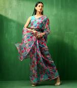 Adaa multicolor floral organza saree