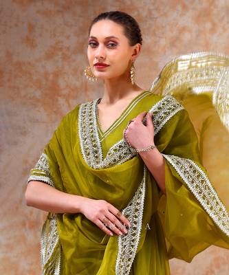 Dil kash mehendi green anarkali set 3