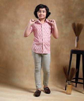 Bachpan shubh gulabi cotton hand block shirt 2