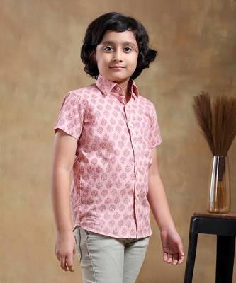 Bachpan shubh gulabi cotton hand block shirt 1