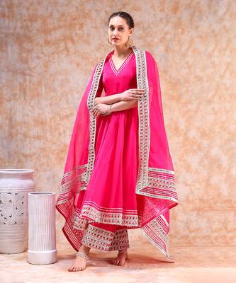 Dil kash hot pink anarkali set 1