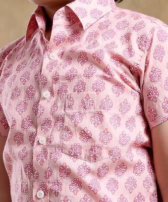 Bachpan shubh gulabi cotton hand block shirt 5