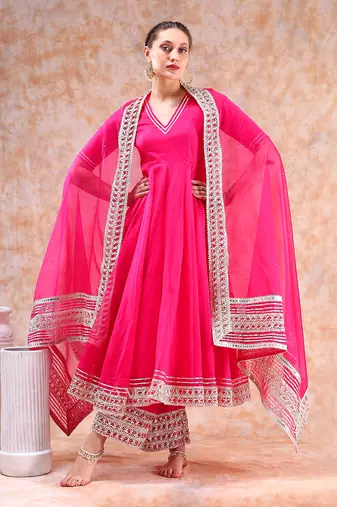 Dil kash hot pink anarkali set