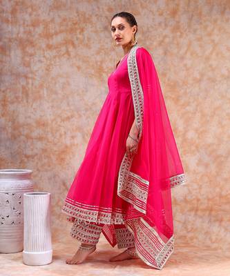 Dil kash hot pink anarkali set 4