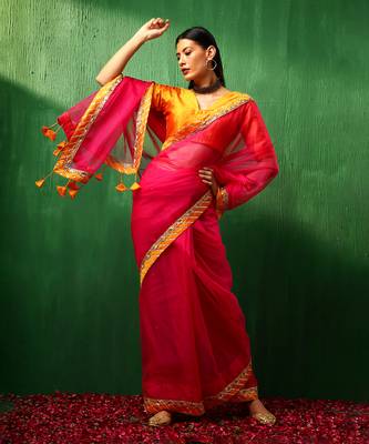 Adaa rani pink organza saree 2