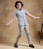 Bachpan madhur grey cotton hand block shirt