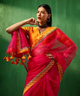 Adaa rani pink organza saree 3