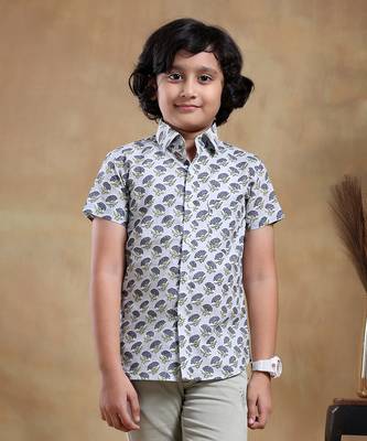 Bachpan madhur grey cotton hand block shirt 1