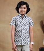 Bachpan madhur grey cotton hand block shirt