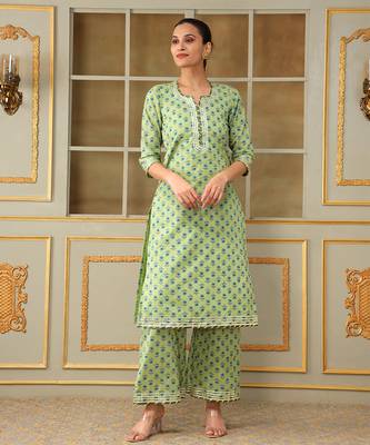 Saadgi blue paisley green straight suit set 3