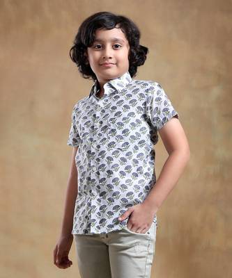 Bachpan madhur grey cotton hand block shirt 3