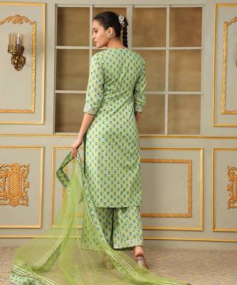 Saadgi blue paisley green straight suit set 4