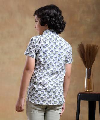 Bachpan madhur grey cotton hand block shirt 4