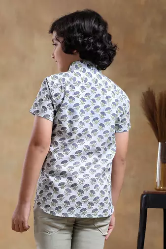 Bachpan madhur grey cotton hand block shirt