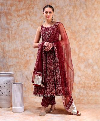 Dil kash maroon anarkali set 1