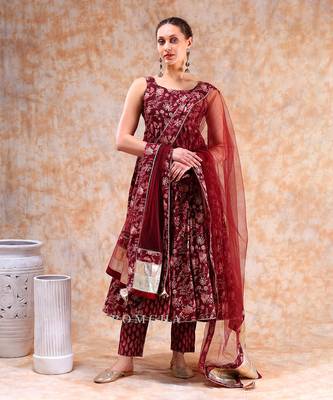 Dil kash maroon anarkali set 2