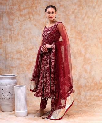 Dil kash maroon anarkali set 3