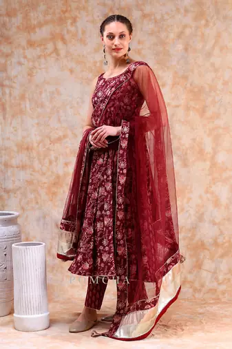 Dil kash maroon anarkali set