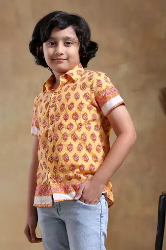 Bachpan mogra cotton hand block shirt