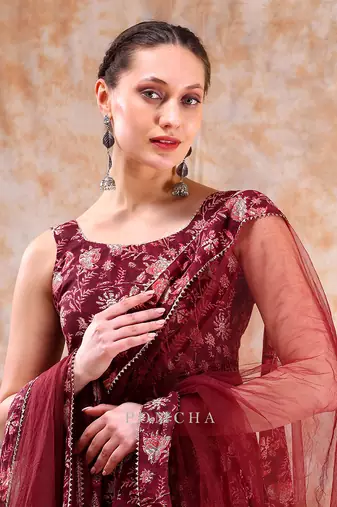 Dil kash maroon anarkali set