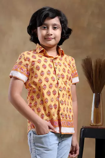 Bachpan mogra cotton hand block shirt